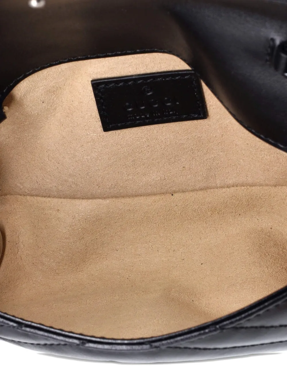 Pre-owned Gucci Gg Marmont Flap Matelasse Leather Belt Bag In Black