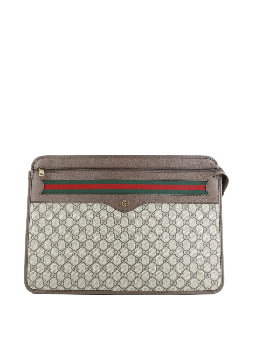 GUCCI Pre-owned Ophidia Documents Holder Gg Coated Canvas Large Clutch Bag In Brown