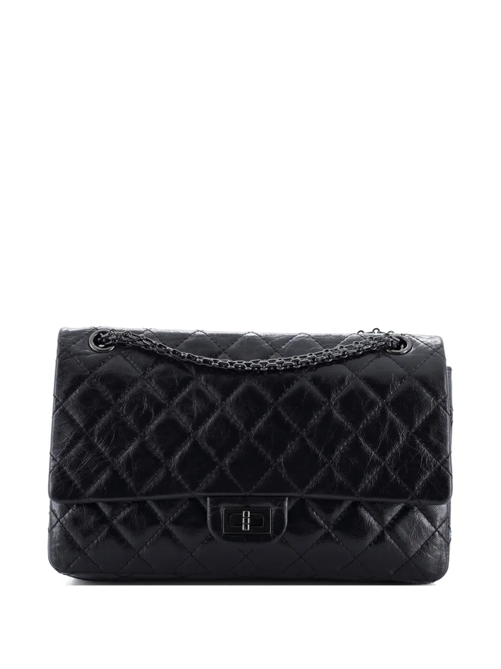 CHANEL Pre-Owned So Black Reissue 2.55 Flap Bag Quilted Glazed Calfskin 226 shoulder bag - Nero