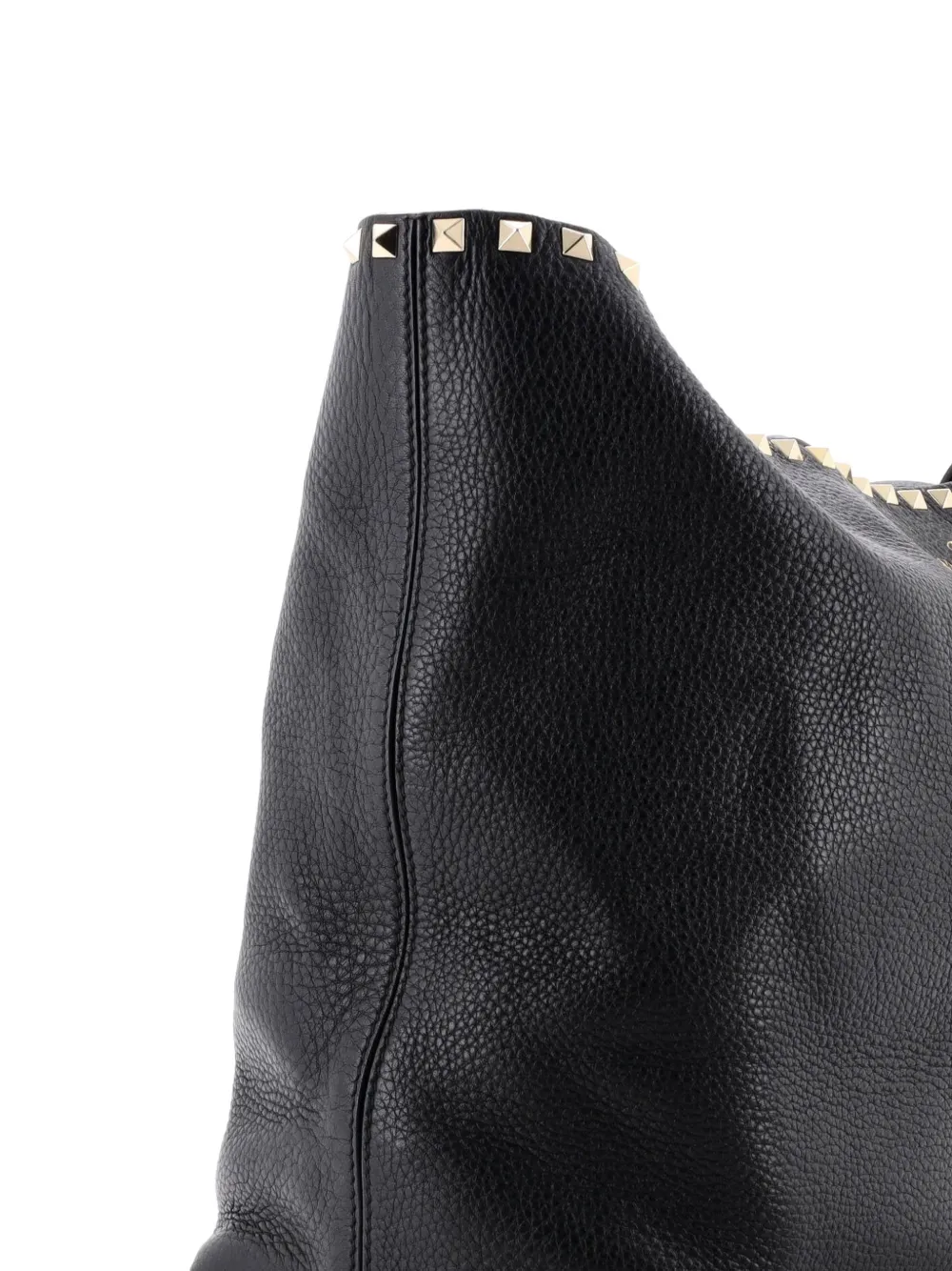 Pre-owned Valentino Garavani Rockstud Shopper Leather Large Tote Bag In Black