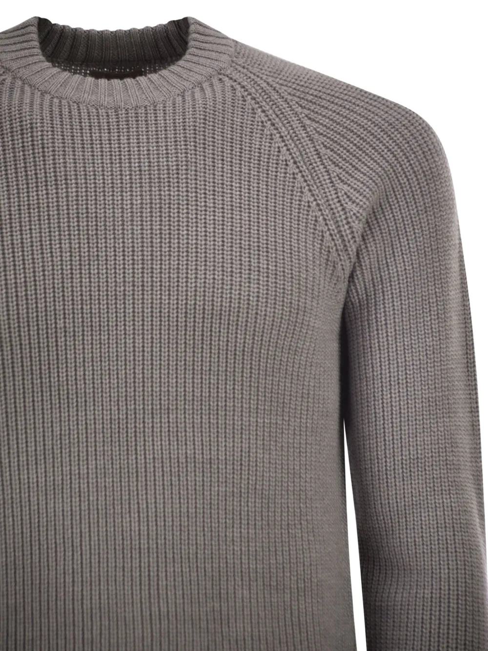 RAKKI Geribbelde sweater met ronde hals Grijs