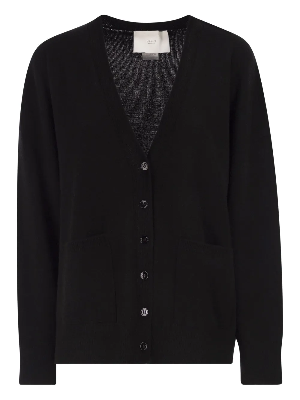 Vanisé V-neck Button Cardigan In Black