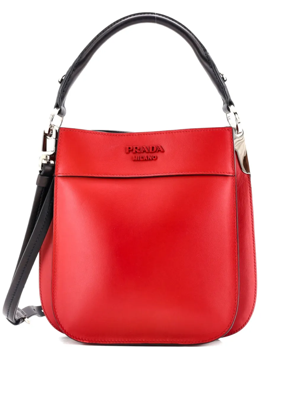Pre-owned Prada Margit Hobo Leather Small Crossbody Bag In Red