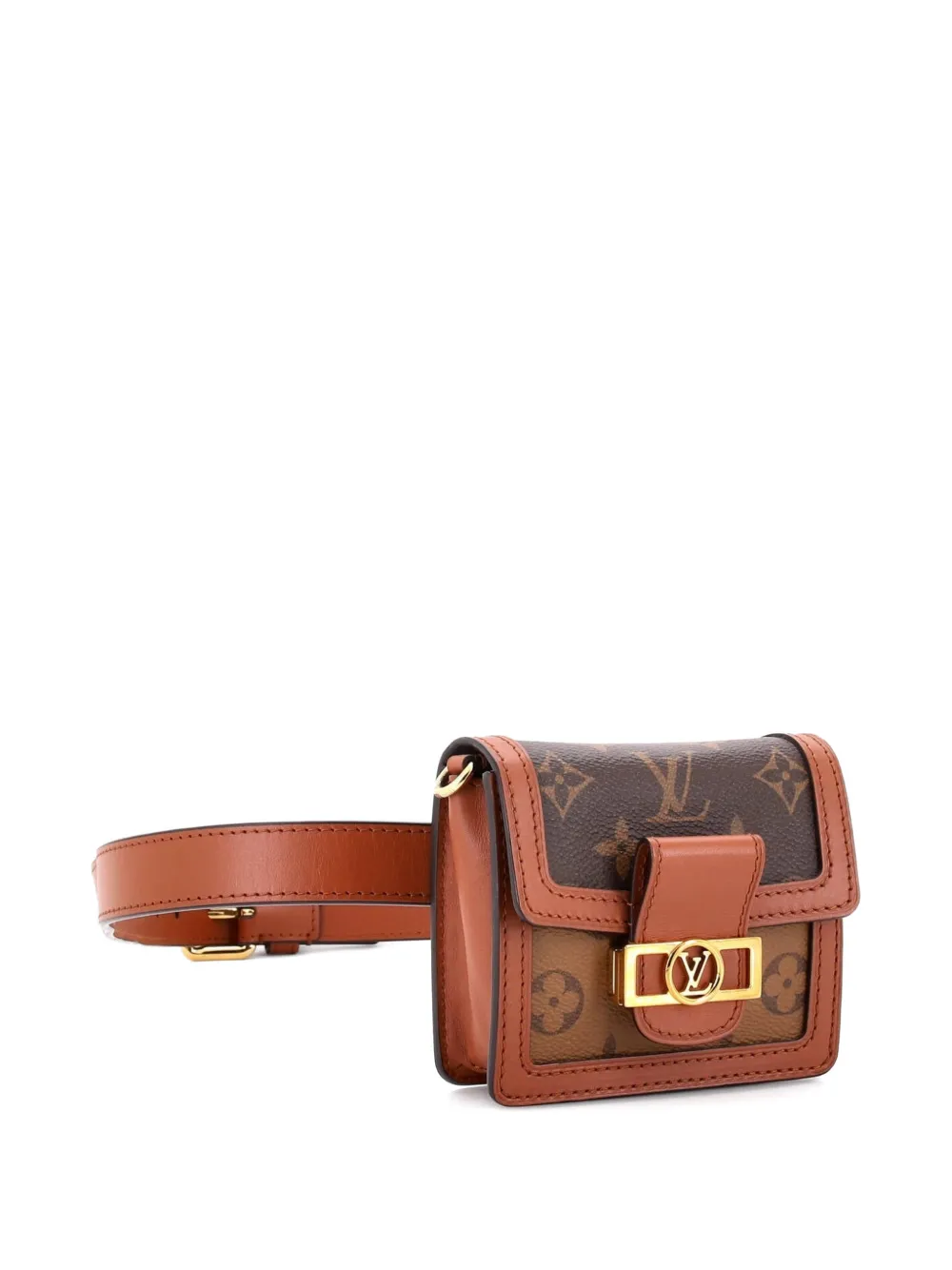 Pre-owned Louis Vuitton Dauphine Bumbag Reverse Monogram Canvas Bb Belt Bag In Brown