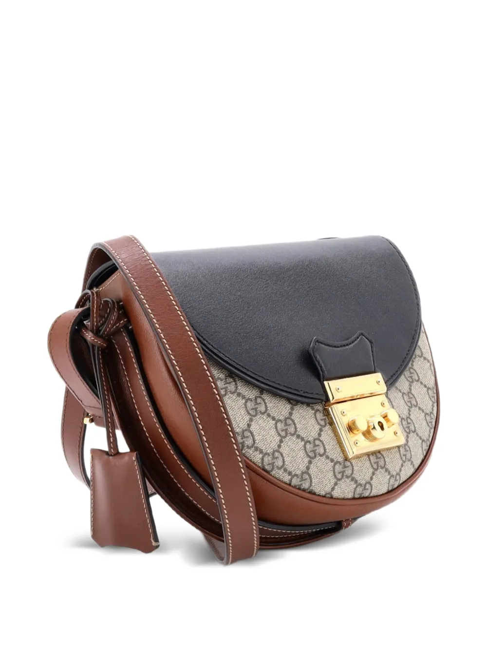 Padlock Saddle Shoulder Bag Gg Coated Canvas And Leather Small Crossbody Bag