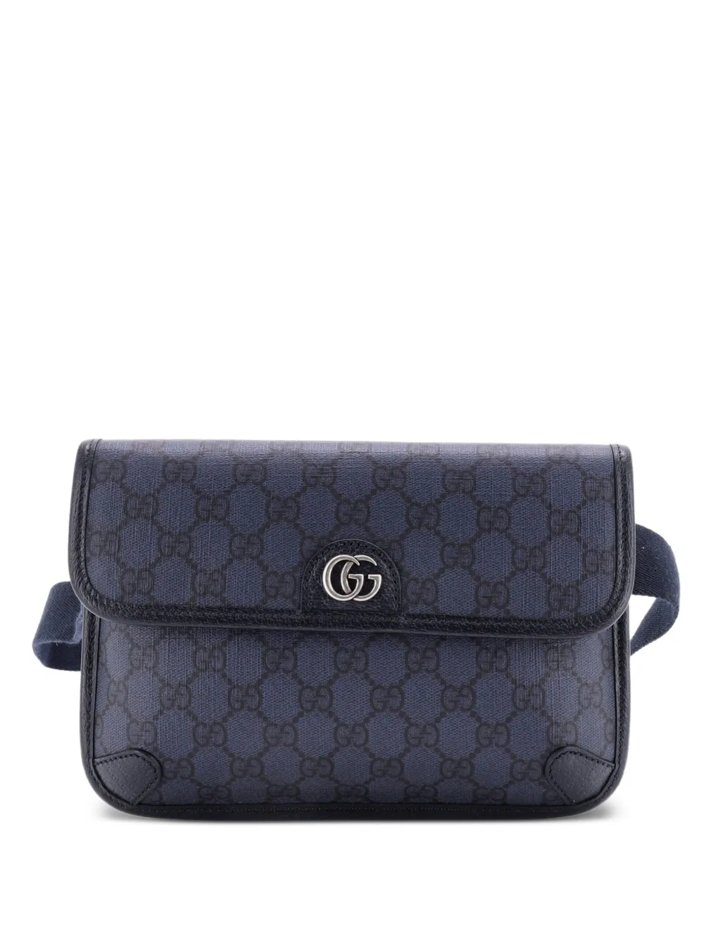 Gucci Pre-Owned Flap Belt Bag GG Coated Canvas with Leather crossbody bag - Blu