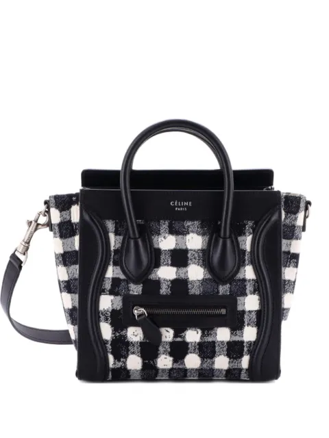 Celine Pre-Owned Luggage Bag Printed Jacquard and Leather Nano satchel