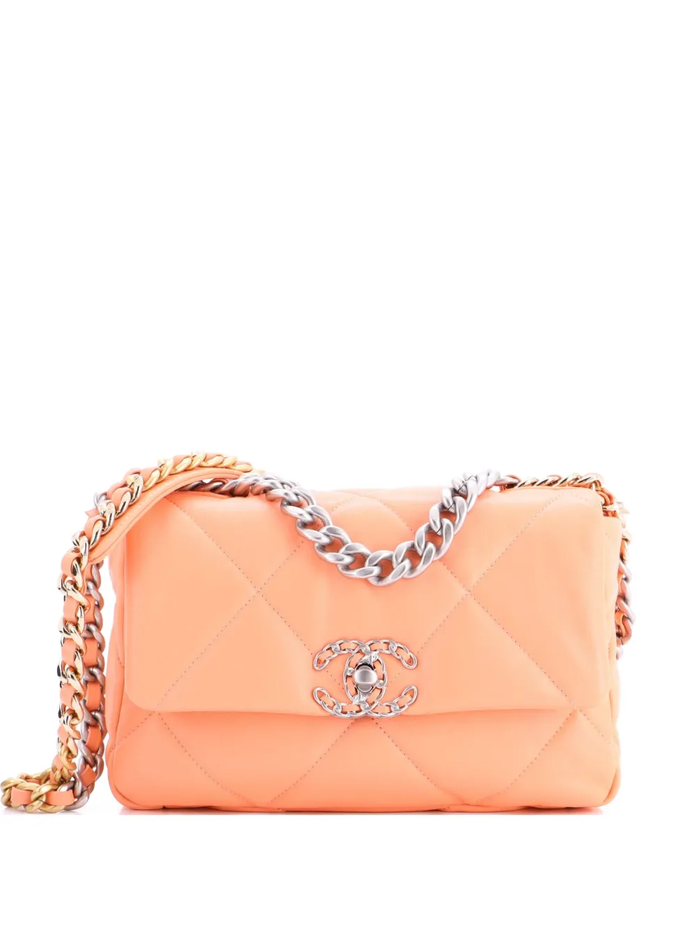 CHANEL Pre-Owned 19 Flap Bag Quilted Leather Medium crossbody bag - Arancione