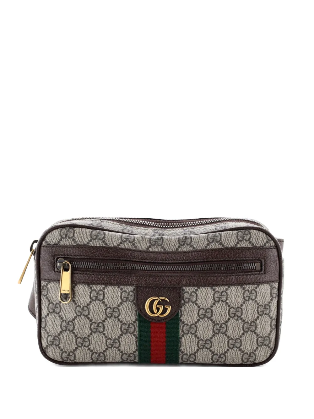 Pre-owned Gucci Ophidia Gg Coated Canvas Medium Belt Bag In Brown