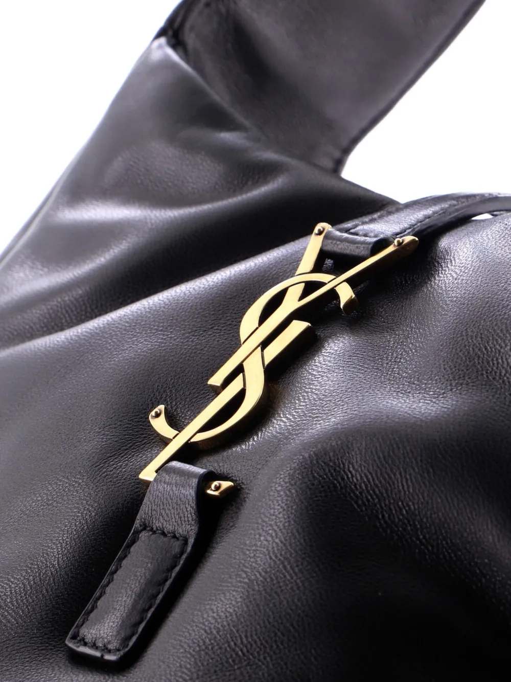 Pre-owned Saint Laurent Le 5 A 7 Supple Leather Small Hobo Bag In Black