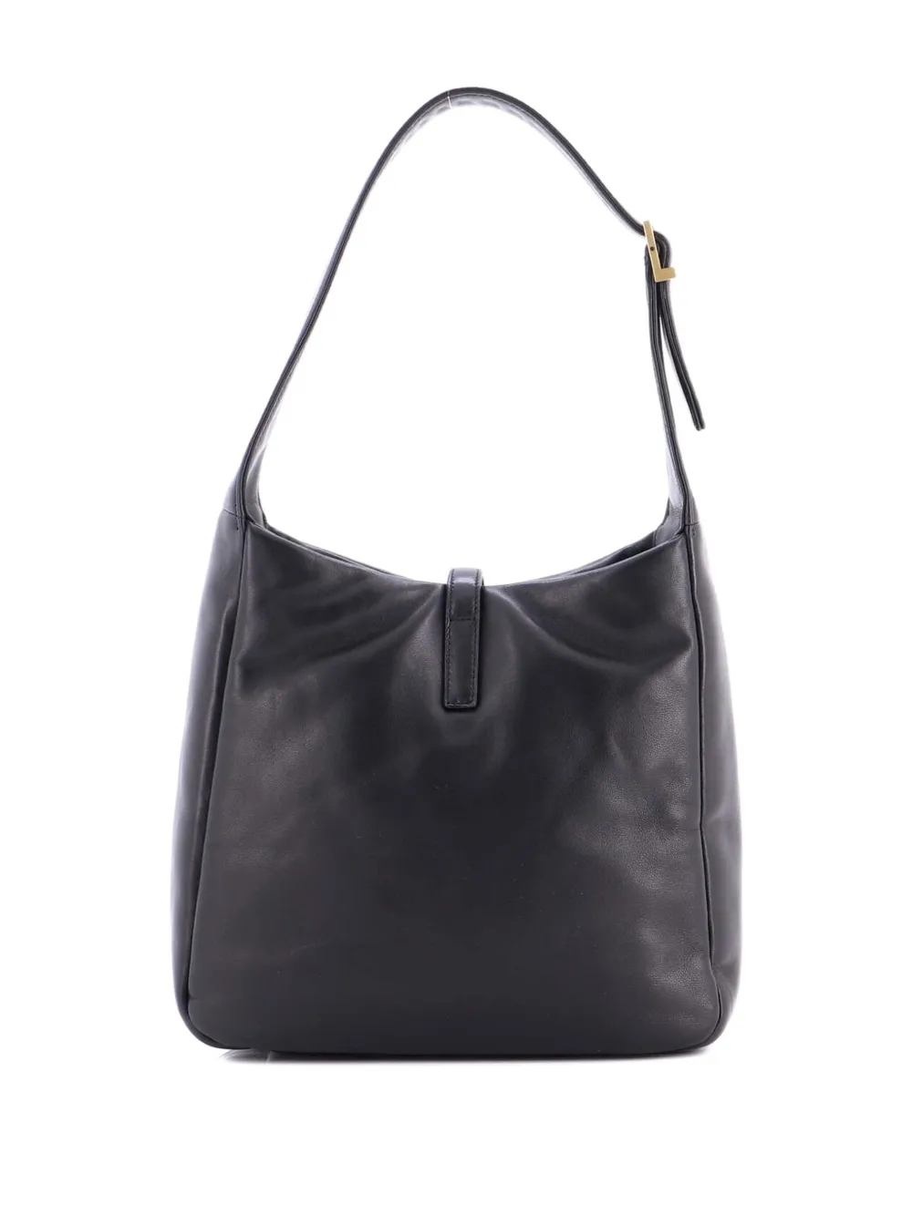 Pre-owned Saint Laurent Le 5 A 7 Supple Leather Small Hobo Bag In Black