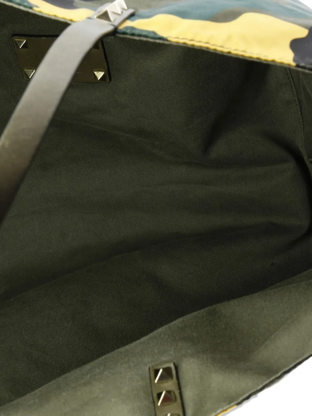 Pre-owned Valentino Garavani Rockstud Open Reversible Convertible Camo Nylon Medium Tote Bag In Multi