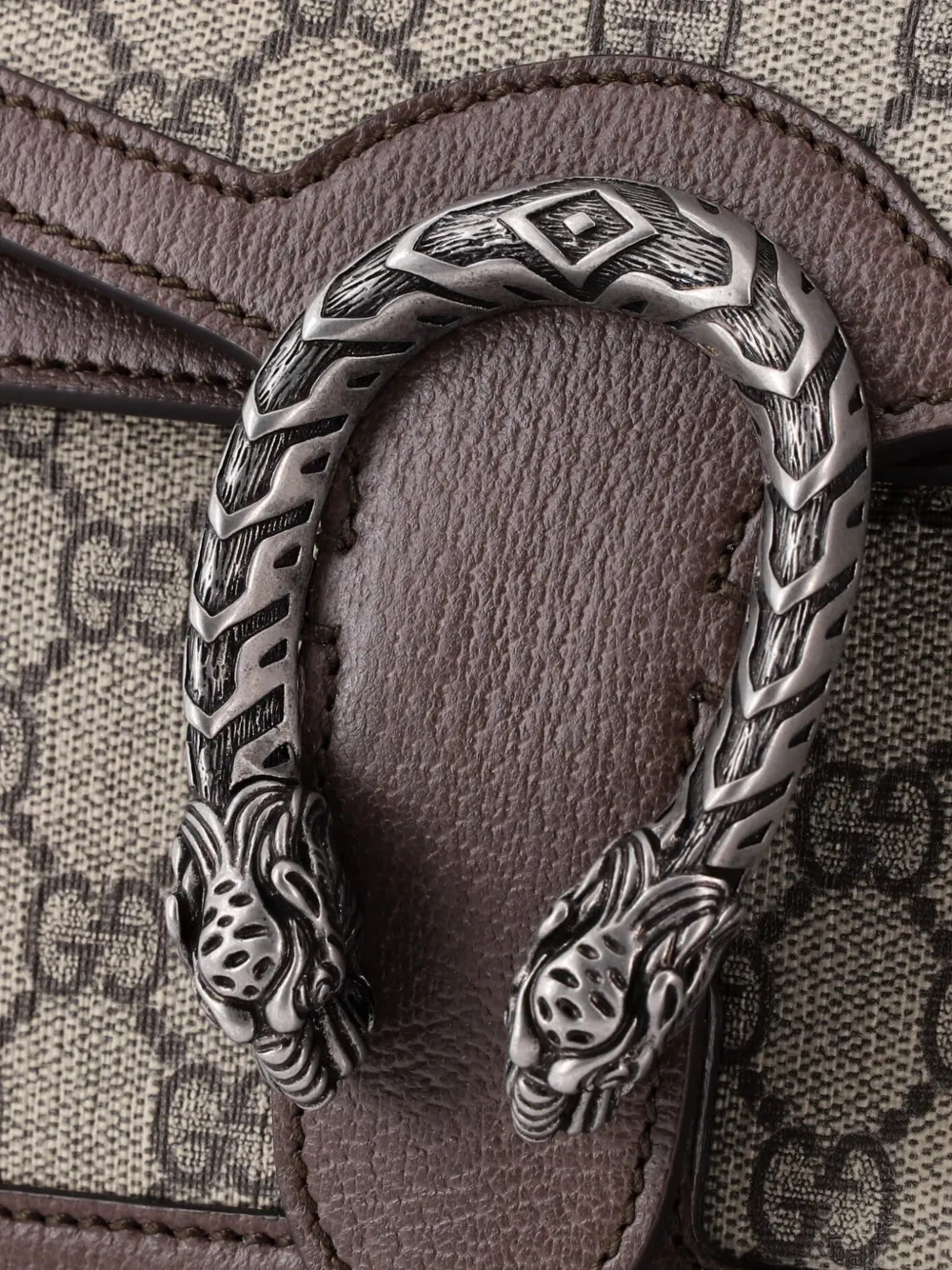 GUCCI Pre-owned Dionysus Top Handle Chain Bag Gg Coated Canvas Small Satchel In Brown