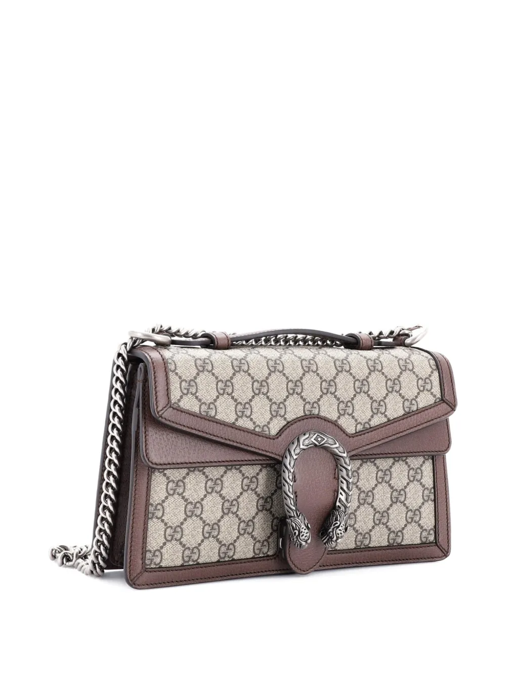 GUCCI Pre-owned Dionysus Top Handle Chain Bag Gg Coated Canvas Small Satchel In Brown