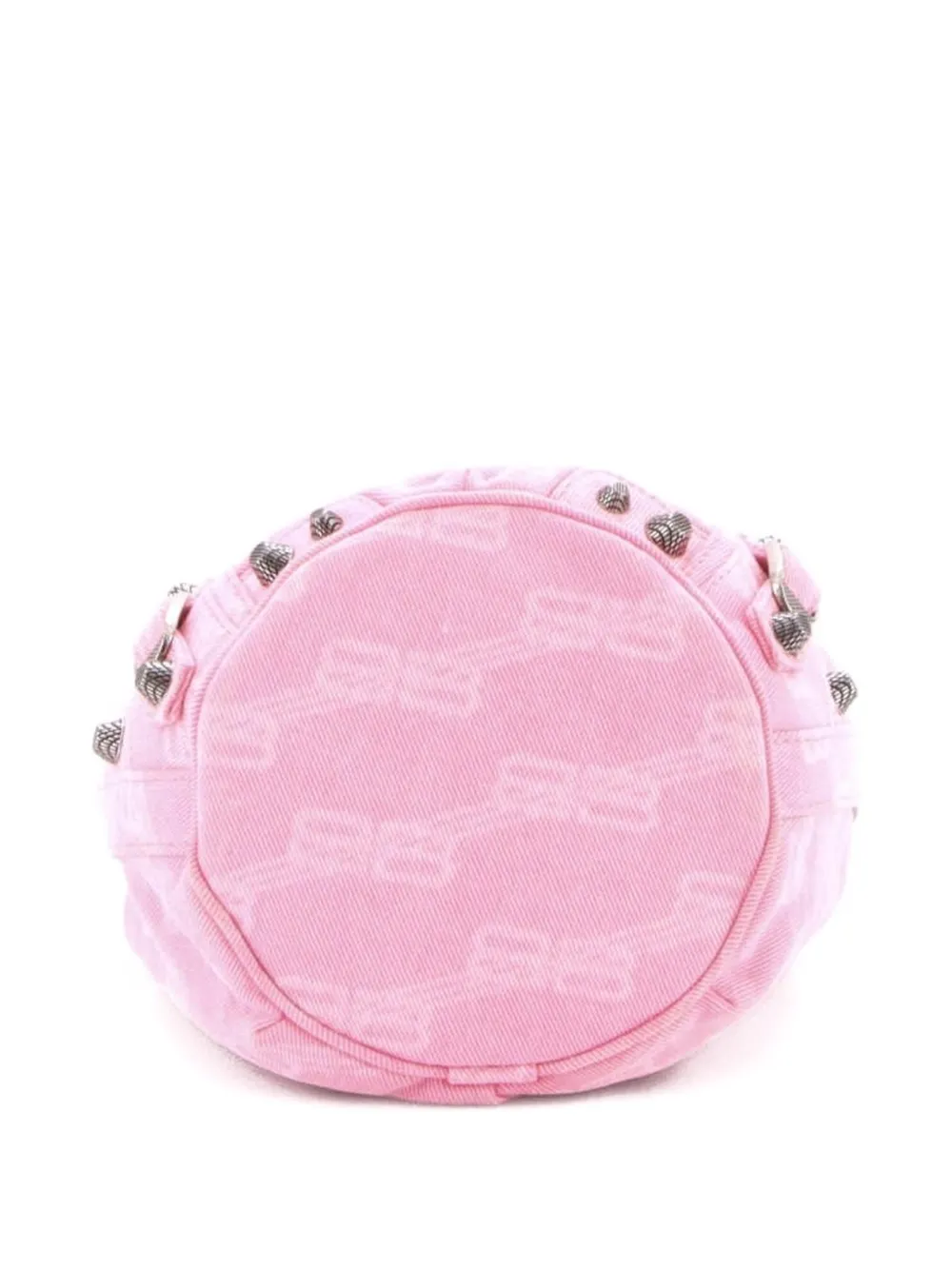 Pre-owned Balenciaga Le Cagole Giant Studs Bb Denim Xs Bucket Bag In Pink