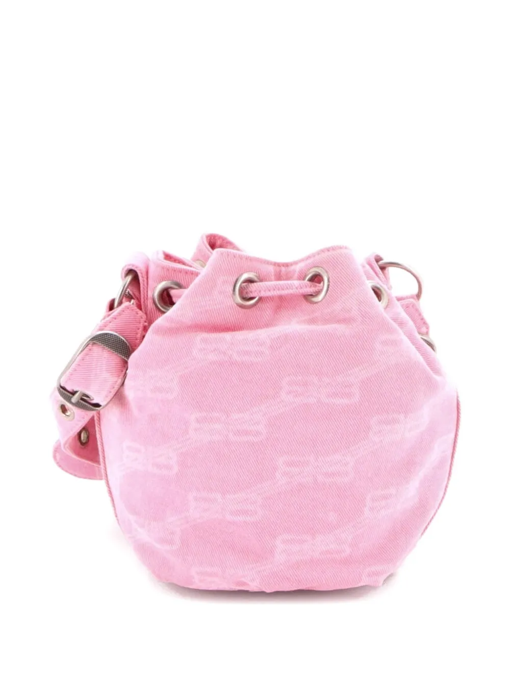 Pre-owned Balenciaga Le Cagole Giant Studs Bb Denim Xs Bucket Bag In Pink