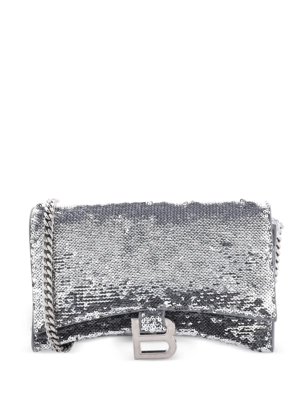 Balenciaga Pre-Owned Hourglass Chain Wallet Leather with Sequins crossbody bag - Argento