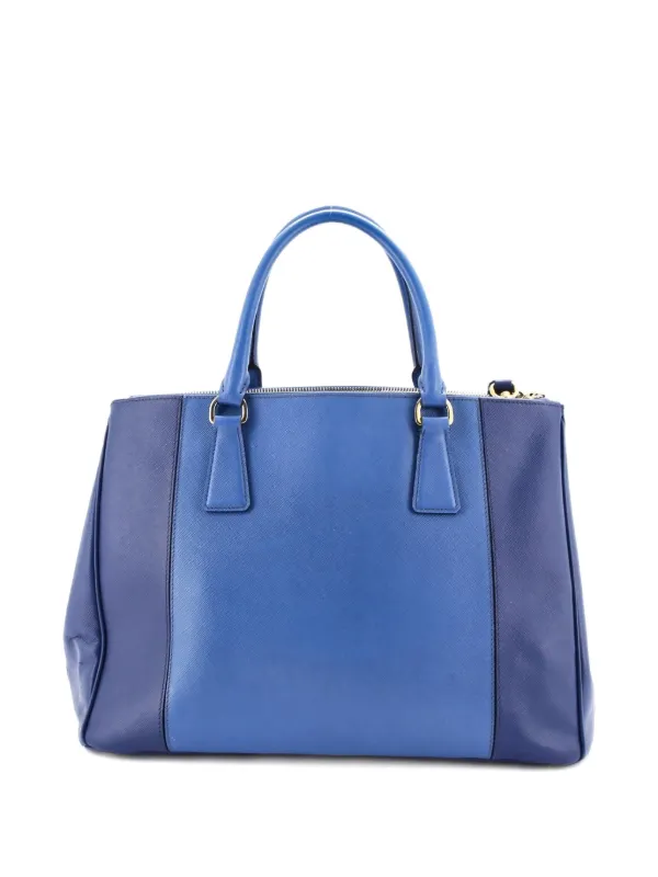 PRADA サフィアーノラックス　ブルー Prada Pre-Owned バイカラーダブルジップ サフィアーノレザー