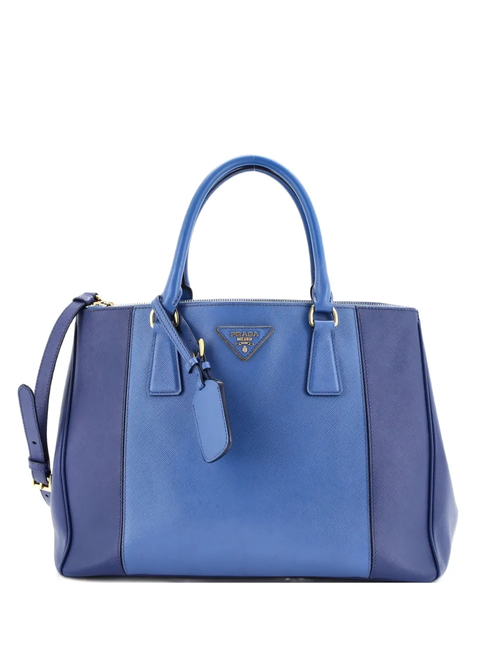 Prada Pre-Owned Bicolor Double Zip Lux Saffiano Leather Medium tote bag - Blu