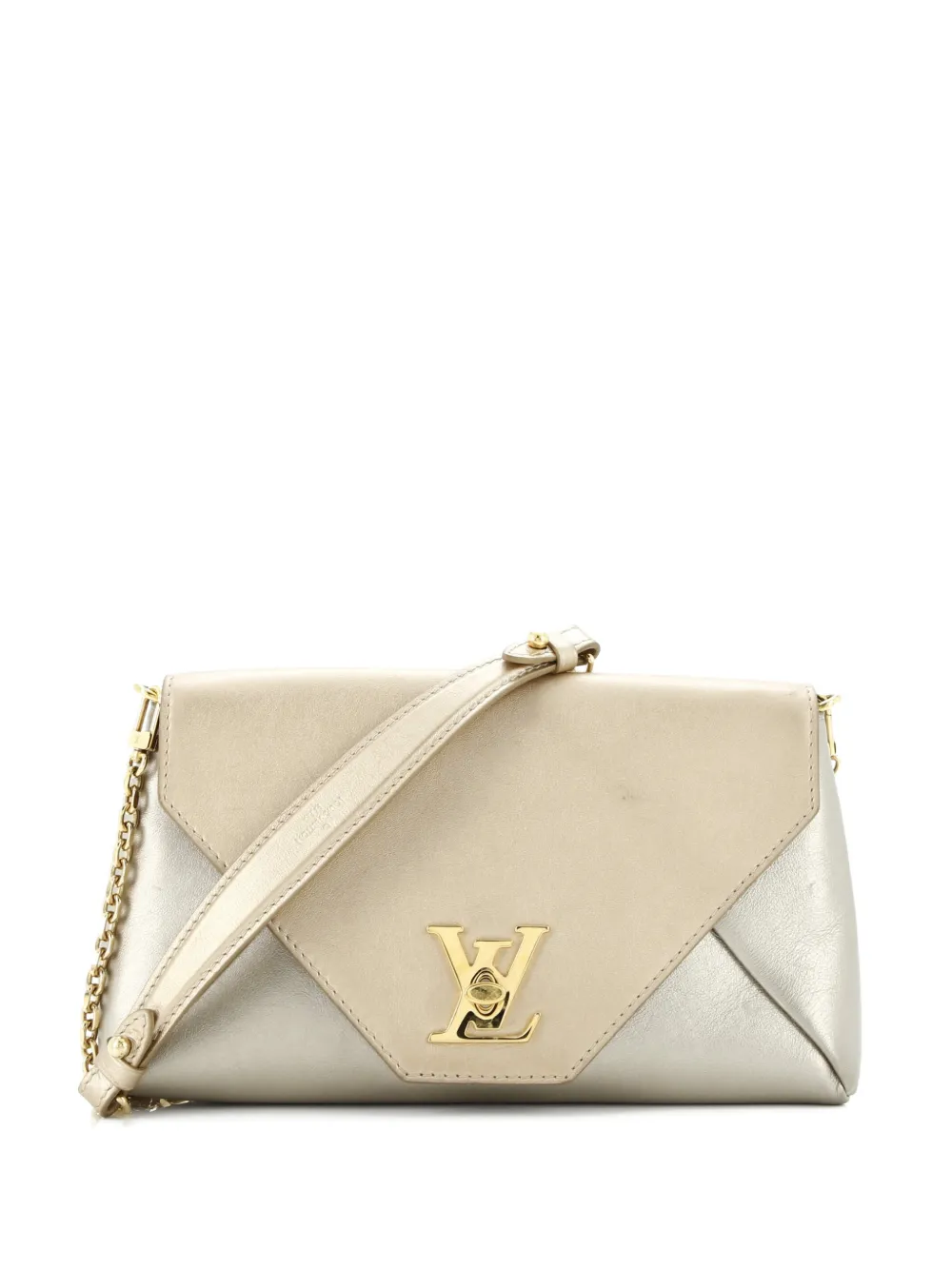 Pre-owned Louis Vuitton Love Note Chain Clutch Leather Crossbody Bag In Gold