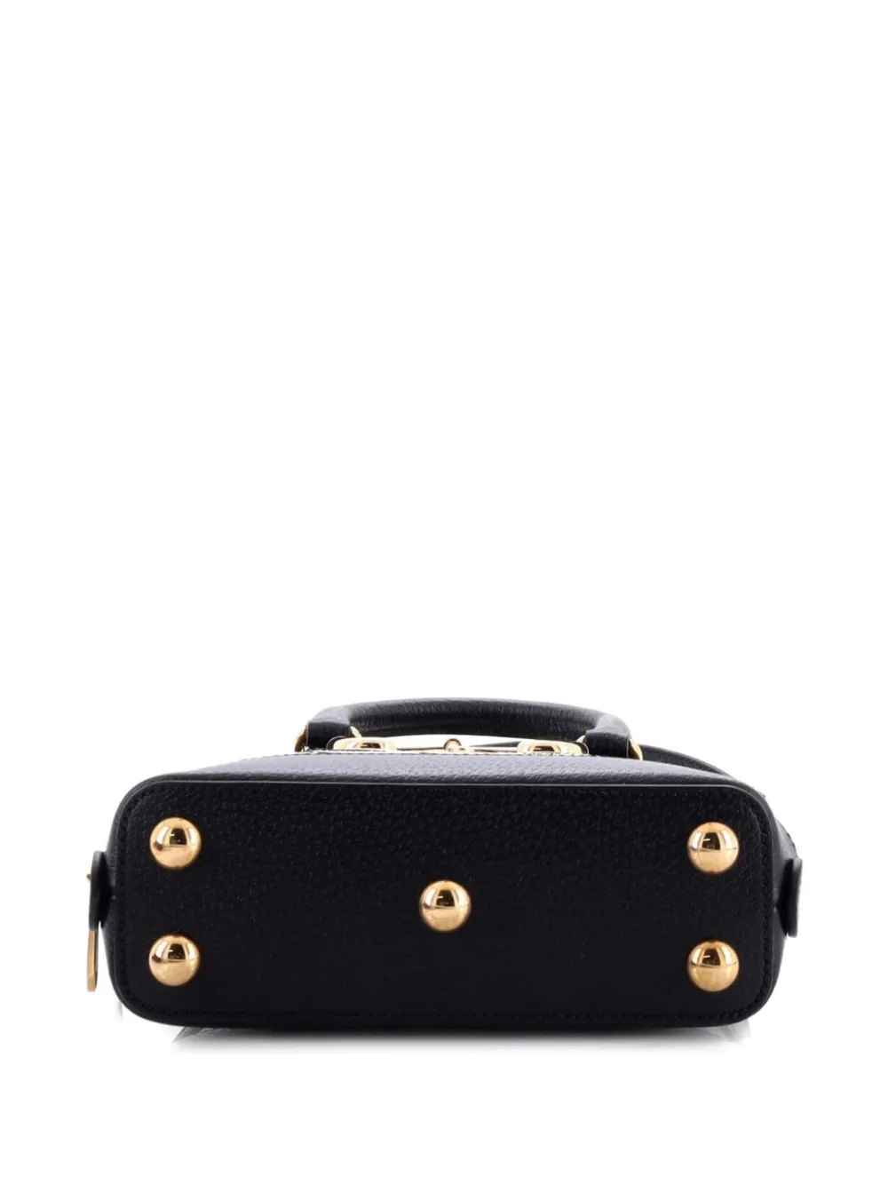 Pre-owned Gucci X Adidas Horsebit 1955 Top Handle Bag Leather With Applique Mini Satchel In Black