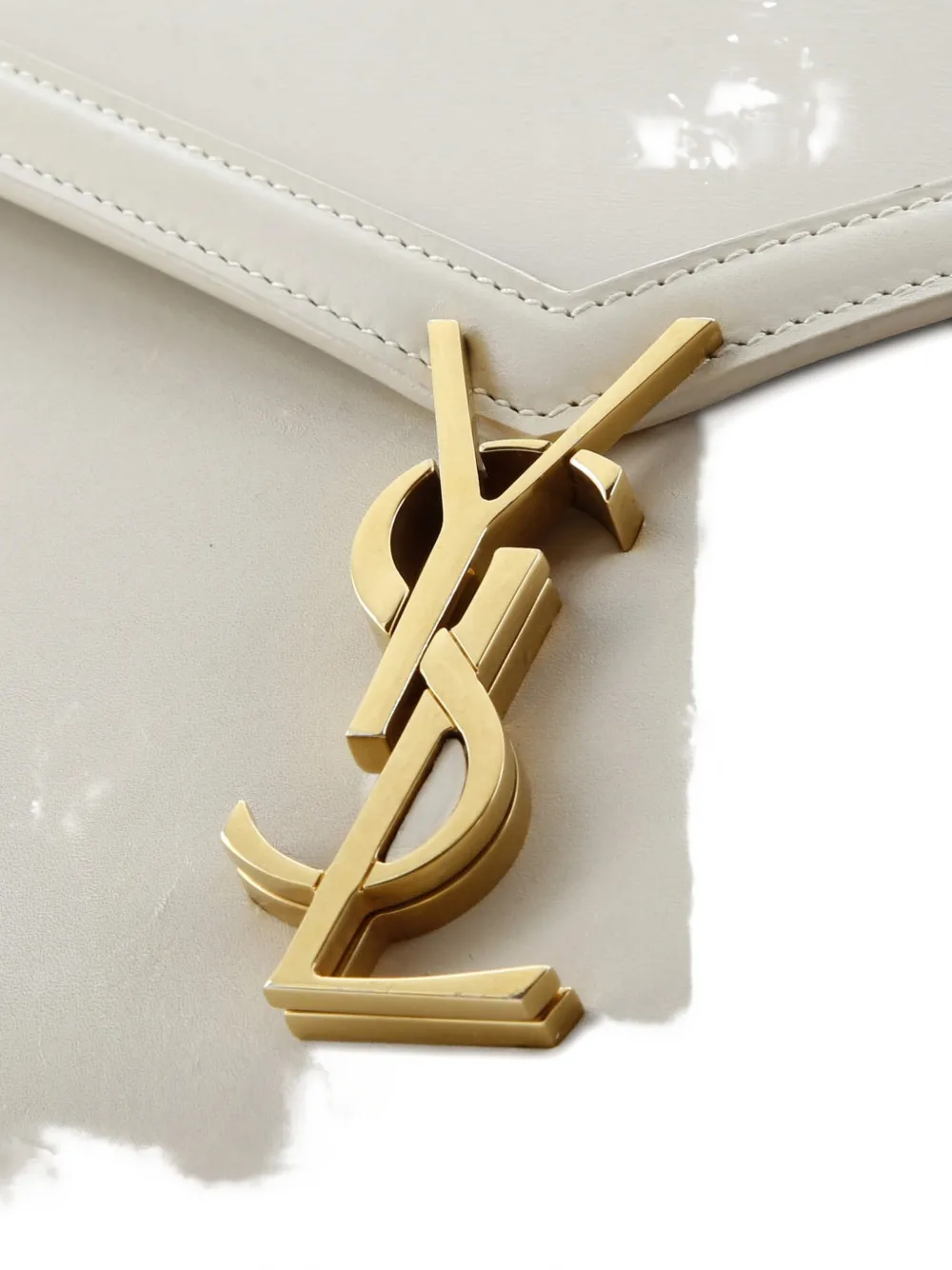 SAINT LAURENT Pre-owned Cassandra Top Handle Bag Leather Medium Satchel In Neutral