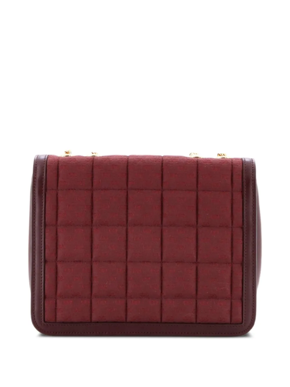  Gucci Pre-owned Deco Chain Flap Bag Mixed Quilt Mini Gg Canvas And Leather Small Shoulder Bag - Rosso 