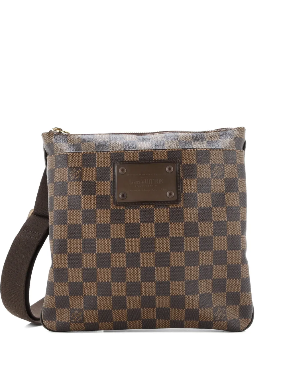 Pre-owned Louis Vuitton Brooklyn Pochette Plate Damier Crossbody Bag In Brown