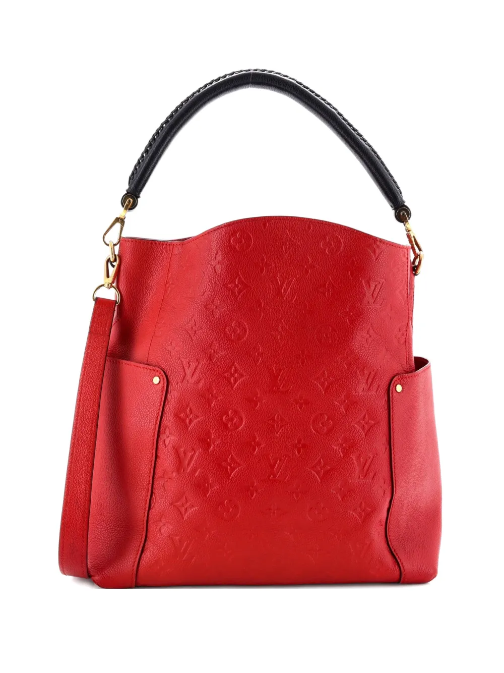Pre-owned Louis Vuitton Bagatelle Monogram Empreinte Leather Hobo Bag In Red