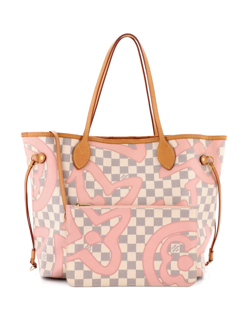Pre-owned Louis Vuitton Neverfull Nm Limited Edition Damier Tahitienne Mm Tote Bag In Pink