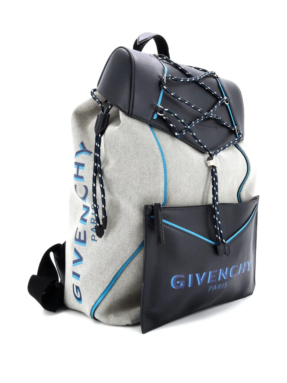 Pre-owned Givenchy Bond Canvas With Leather Large Backpack In Blue