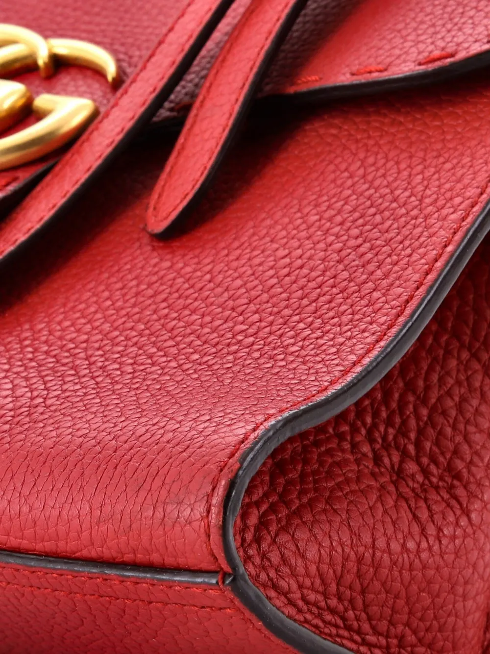 GUCCI Pre-owned Gg Marmont Top Handle Bag Leather Mini Satchel In Red