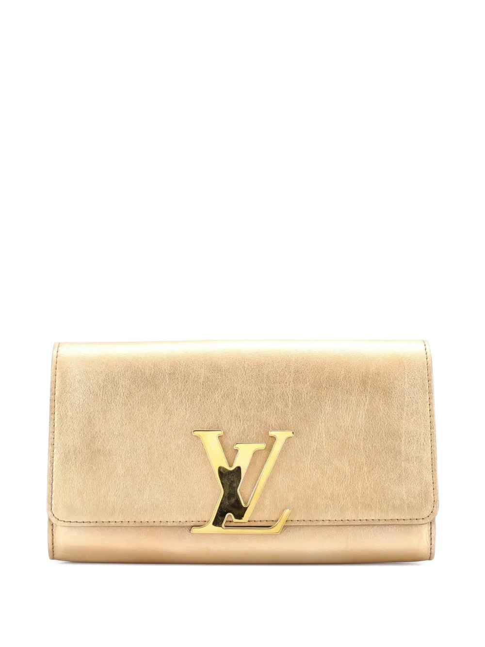 Pre-owned Louis Vuitton Louise Leather Mm Clutch Bag In Gold
