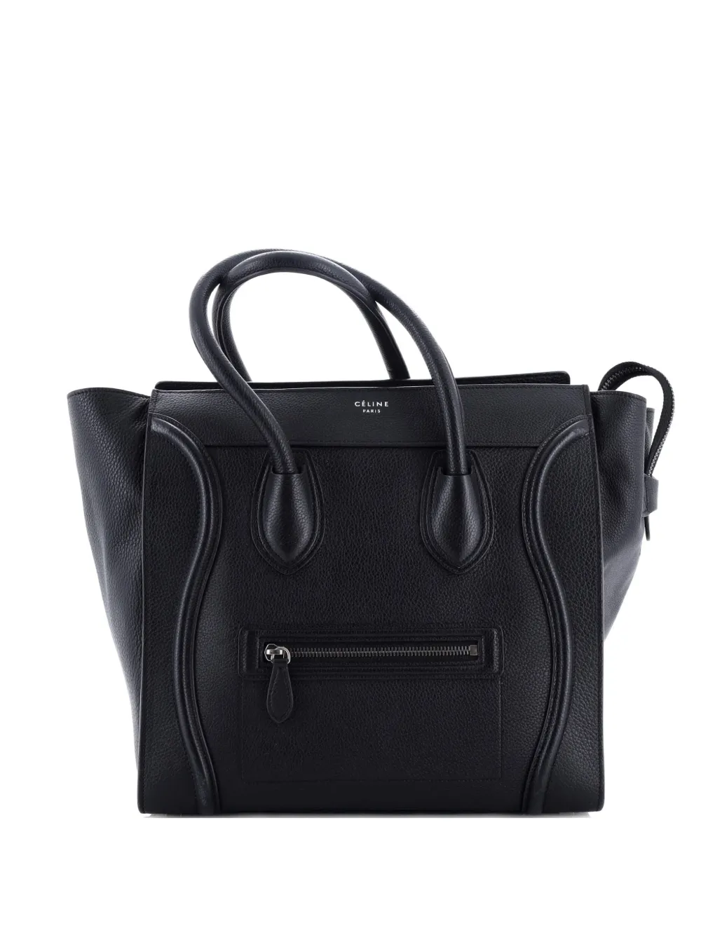 Pre-owned Celine Luggage Bag Grainy Leather Mini Tote Bag In Black