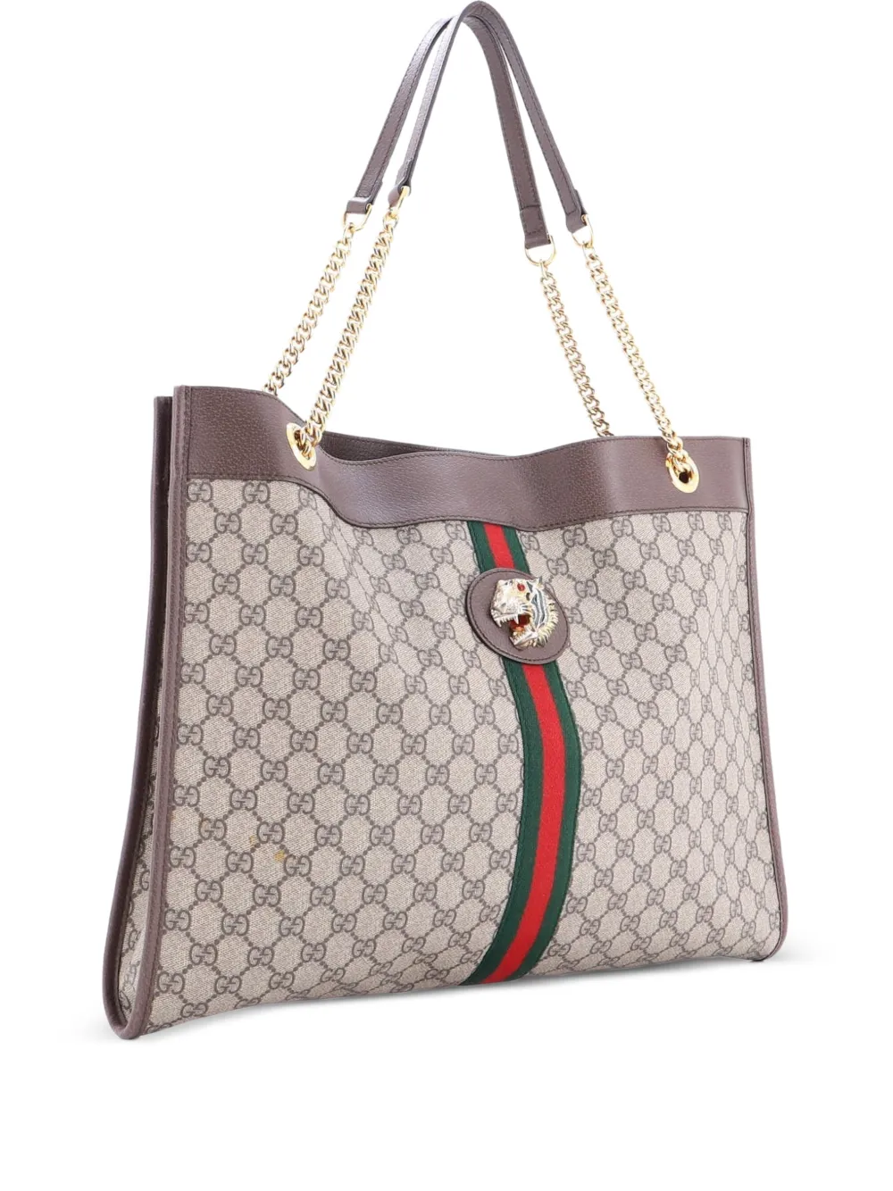 Gucci Pre-Owned Rajah Chain GG Coated Canvas Large tote bag - Marrone