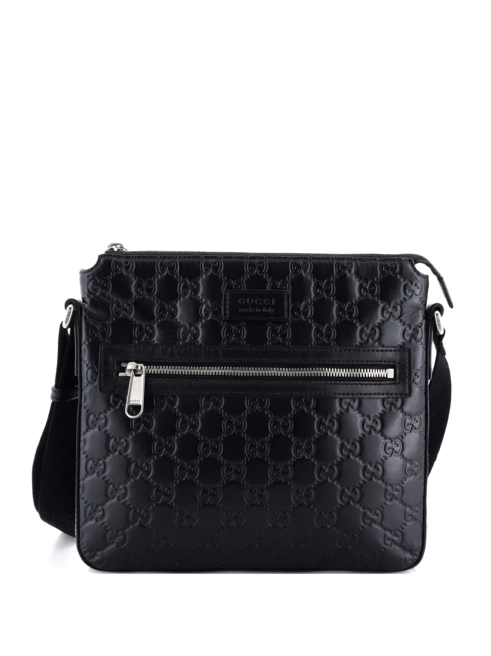 Gucci Pre-Owned Signature Zip Messenger Bag Guccissima Leather Small crossbody bag - Nero