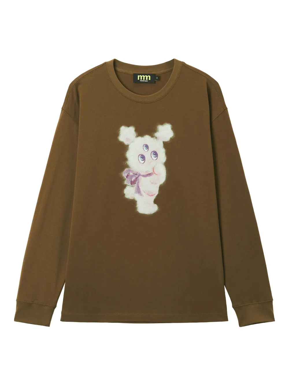 Mini Cream Printed Long-sleeve T-shirt In Brown