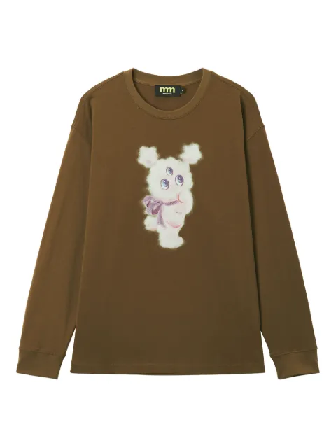 Mini Cream printed long-sleeve T-shirt
