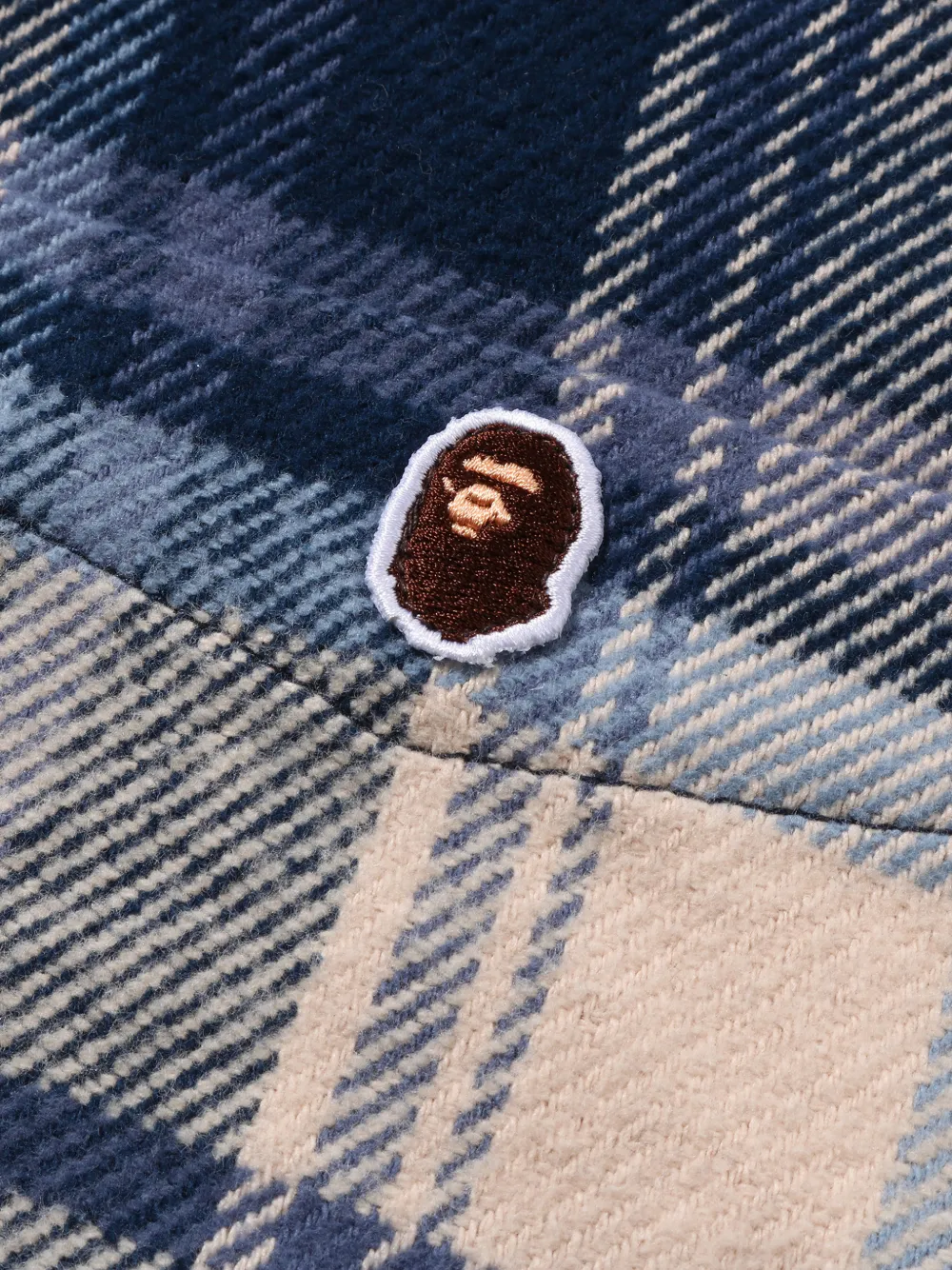 A BATHING APE Geruit overhemd met applicatie Blauw