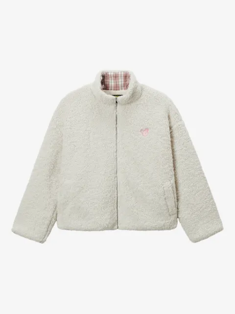 Mini Cream chamarra con cuello alto