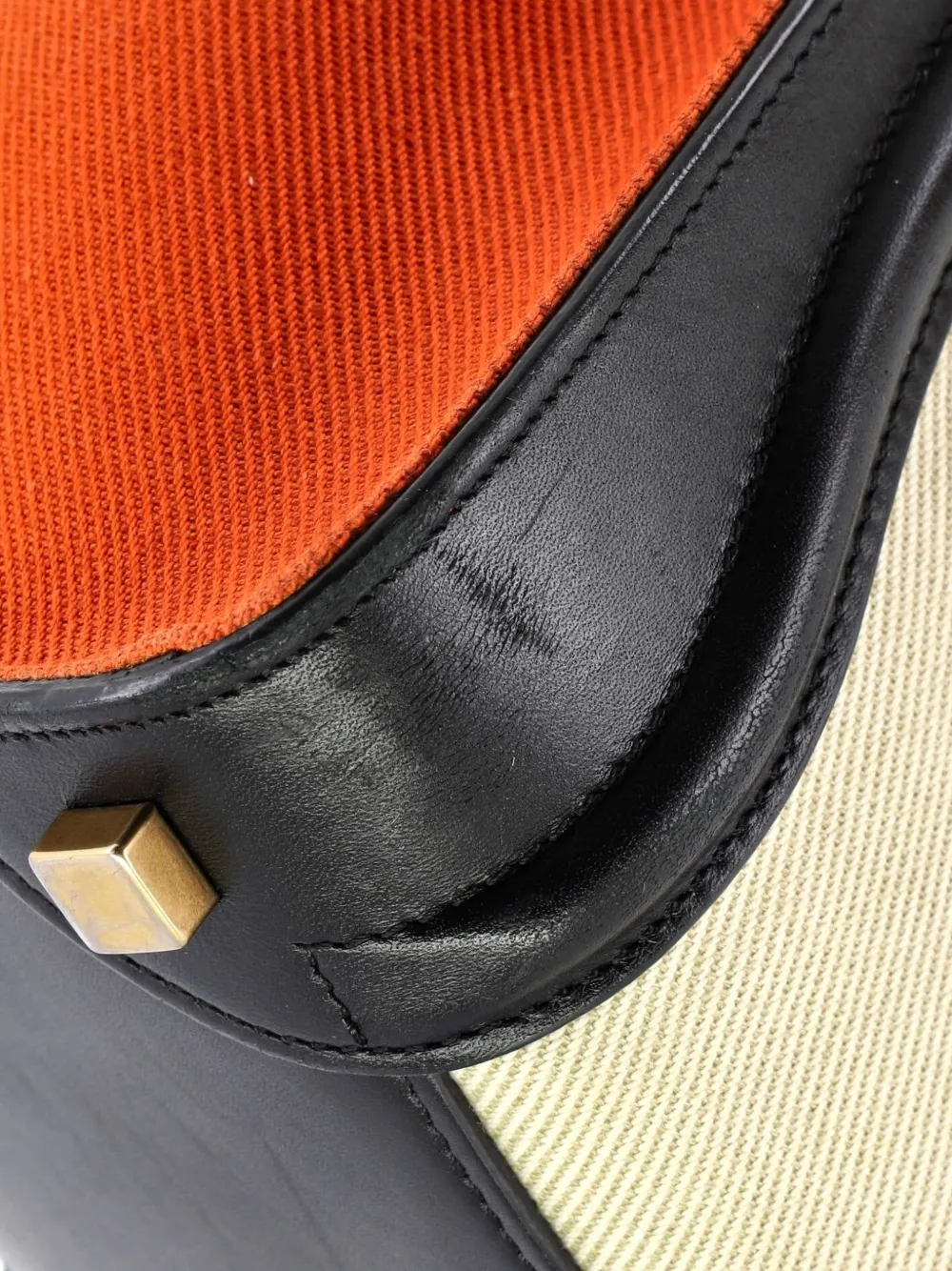 Pre-owned Celine Tricolor Luggage Bag Canvas And Leather Micro Tote Bag In Black