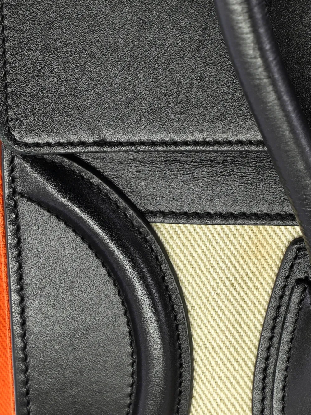 Pre-owned Celine Tricolor Luggage Bag Canvas And Leather Micro Tote Bag In Black