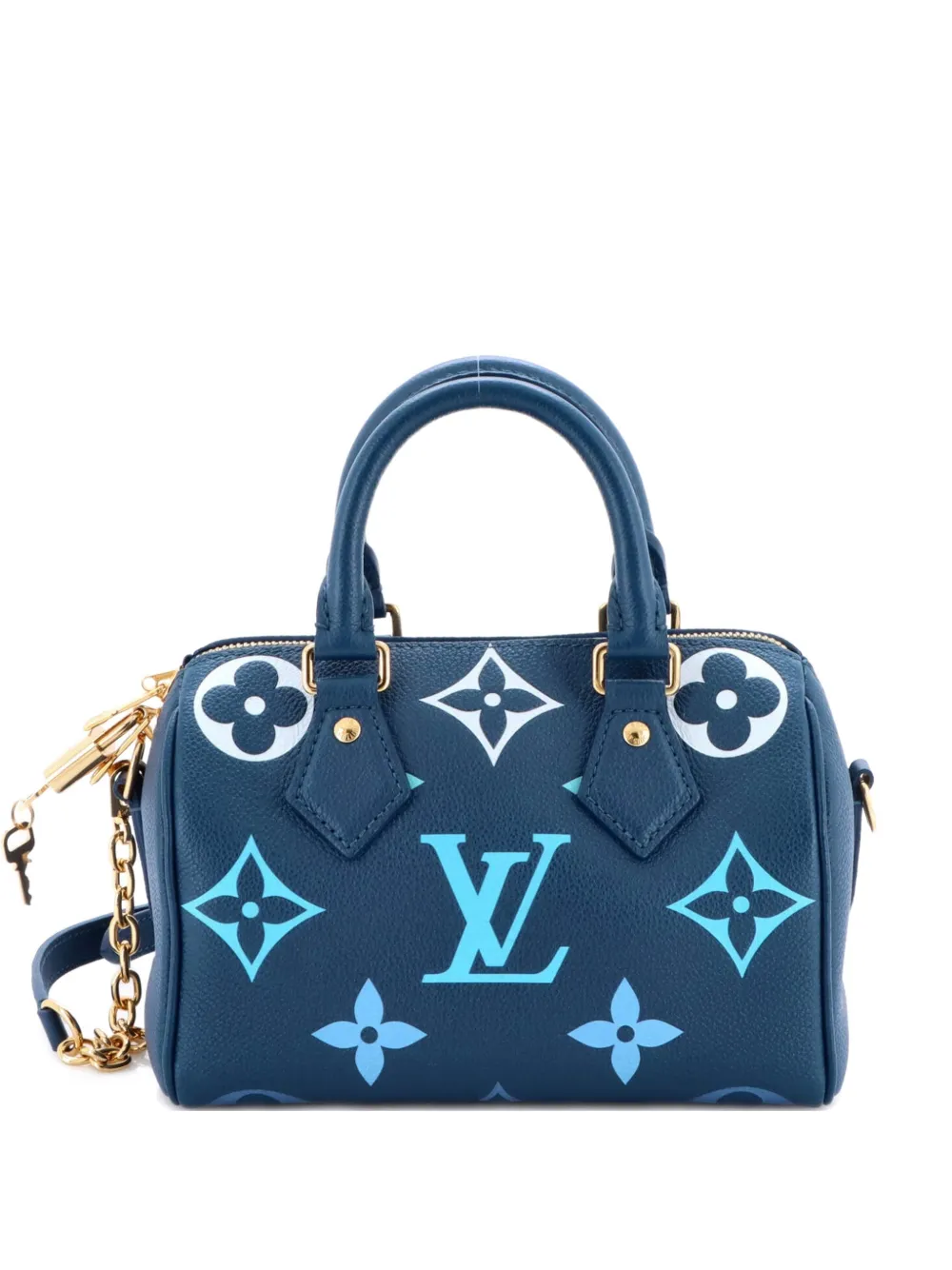 Pre-owned Louis Vuitton Speedy Bandouliere Bag Degrade Monogram Empreinte Giant 20 Satchel In Blue