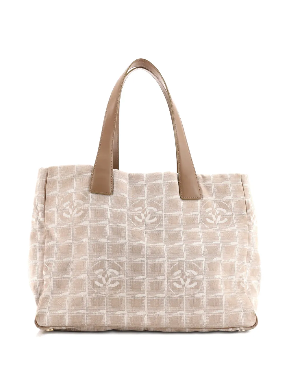 Pre-owned Chanel Travel Line Nylon Medium Shoulder Bag In Neutral