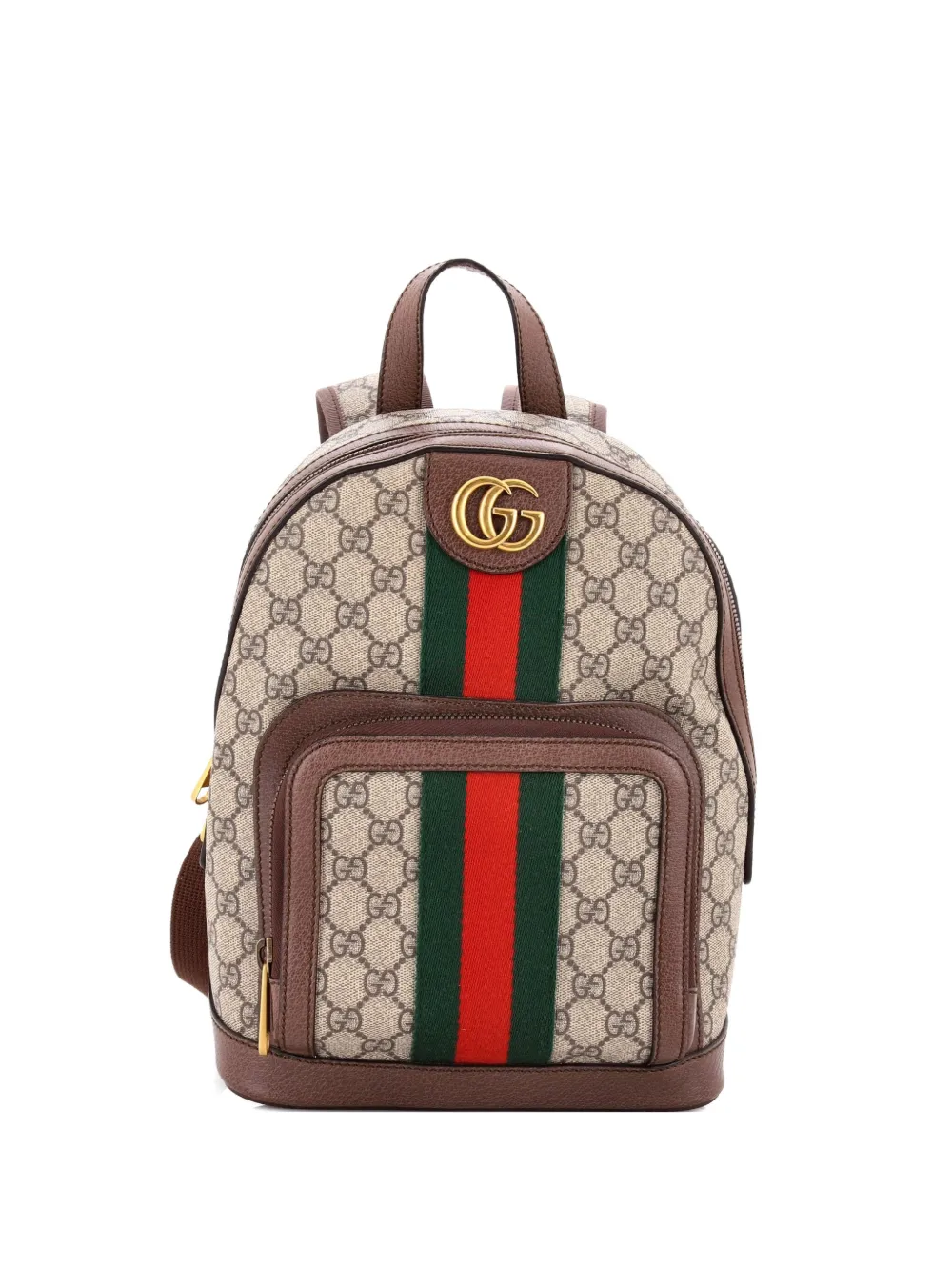 Pre-owned Gucci Ophidia Gg Coated Canvas Medium Backpack In Brown