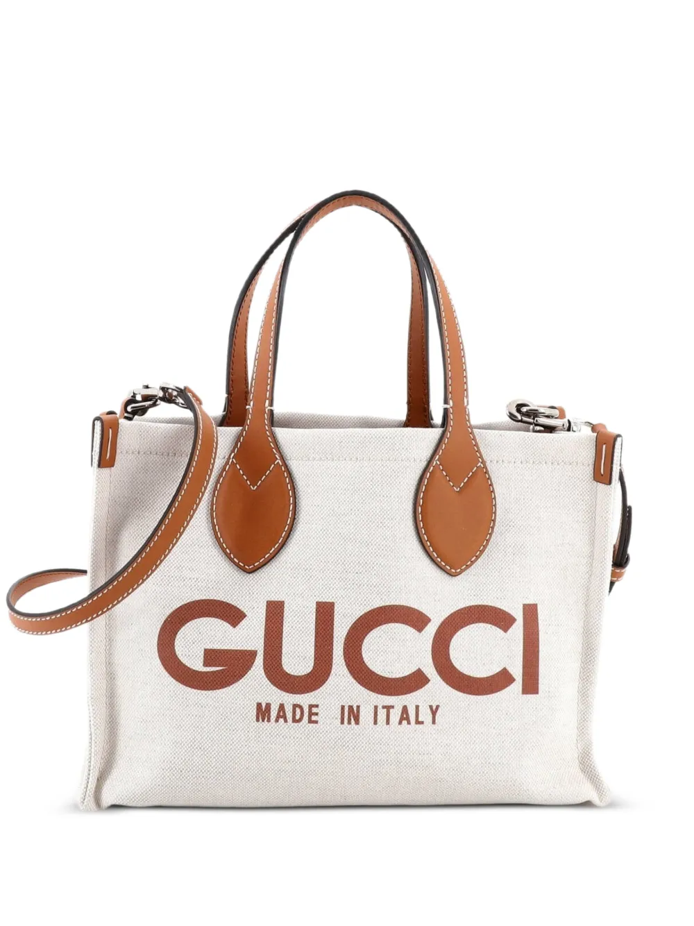 Gucci Pre-Owned Logo Shopper Tote Printed Canvas Small shoulder bag - Toni neutri