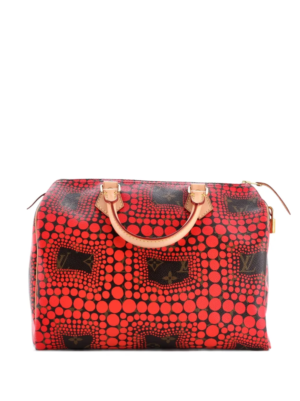 Pre-owned Louis Vuitton Speedy Handbag Limited Edition Kusama Town Monogram Canvas 30 Satchel In Red