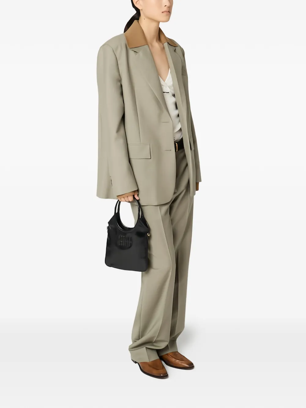Miu Ivy leren shopper Zwart