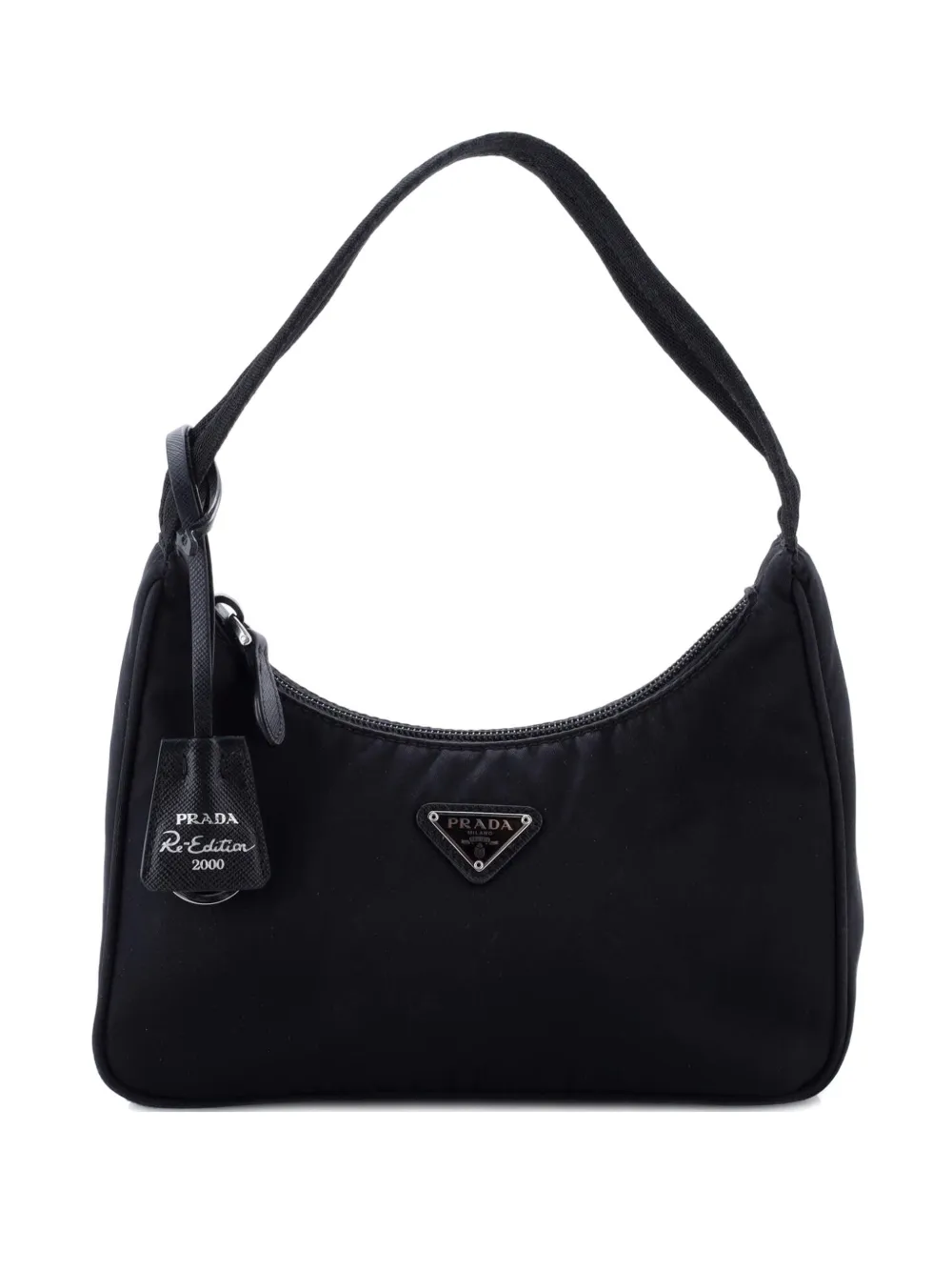 Pre-owned Prada Re-edition 2000 Tessuto Mini Hobo Bag In Black
