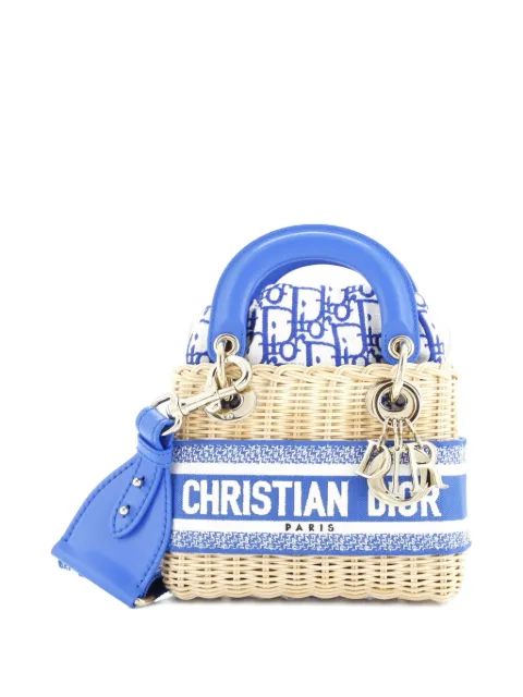 Christian Dior Pre-Owned Lady Dior Bag Wicker and Oblique Canvas Mini tote bag